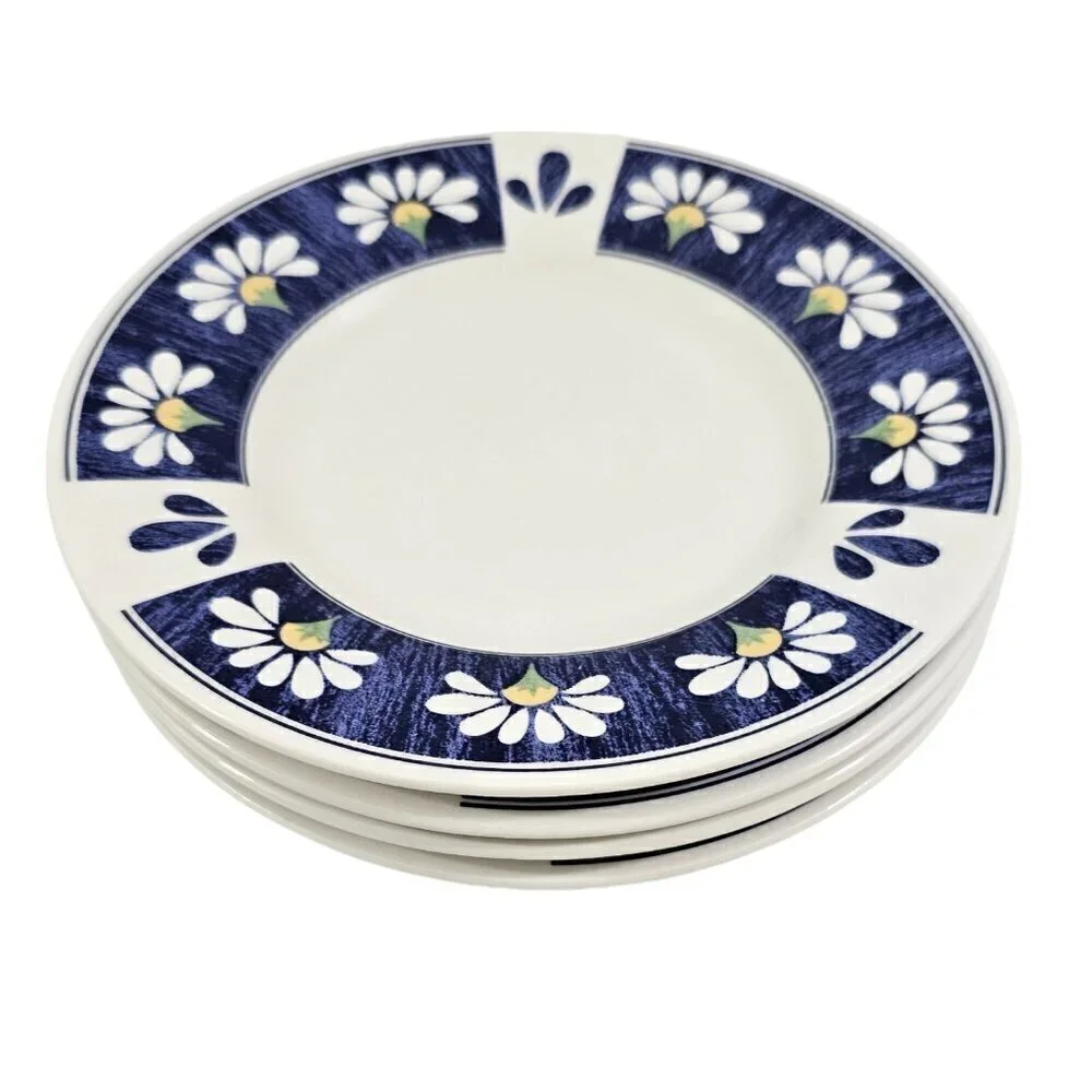 Oneida Spring Daisy Majesticware 6.5” Ceramic Dessert Bread Plates – Set of 4